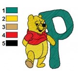 Winnie the Pooh Alphabet P Embroidery Design